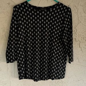 J Jill Wearever Collection Tunic Top Black/White Stretchy Womens S